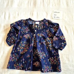 Hanna Andersson girls size 80 or 18-24 months navy dress multi color flowers